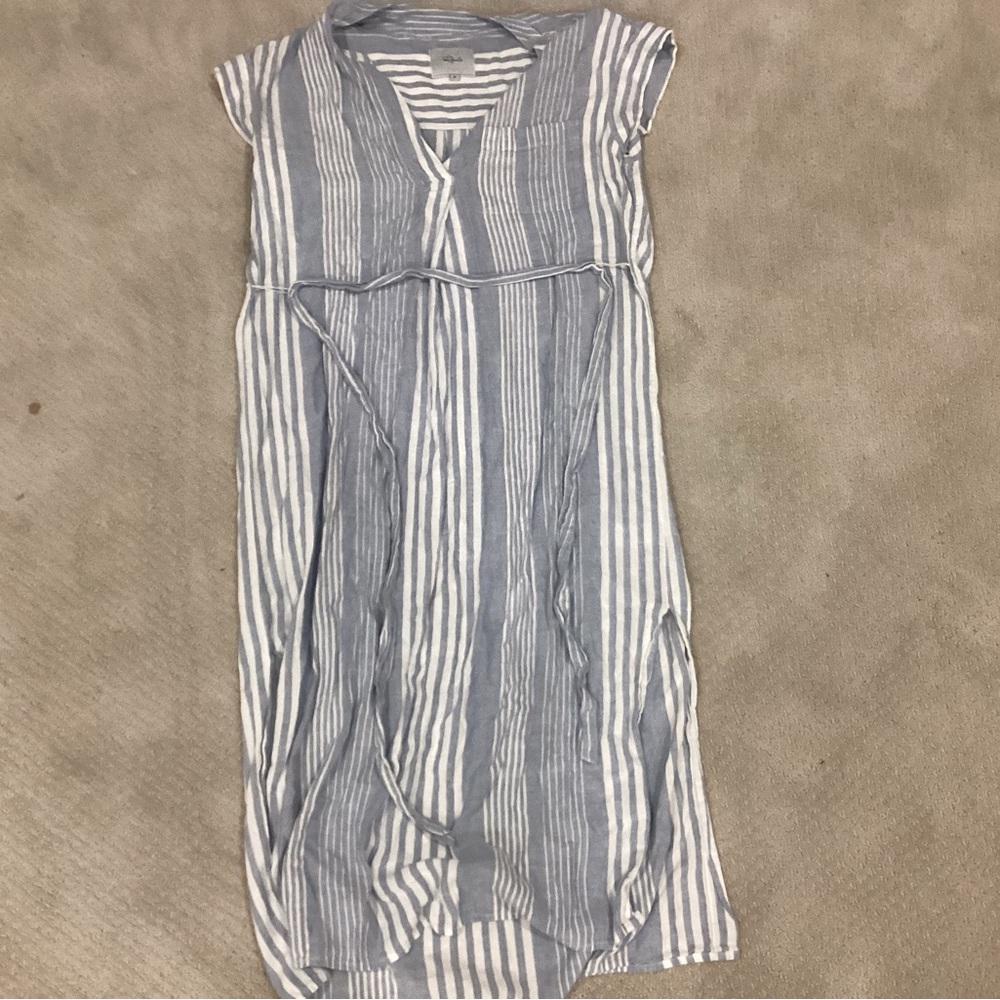 Rails Blue and White Striped Button-Up Shirt Dress